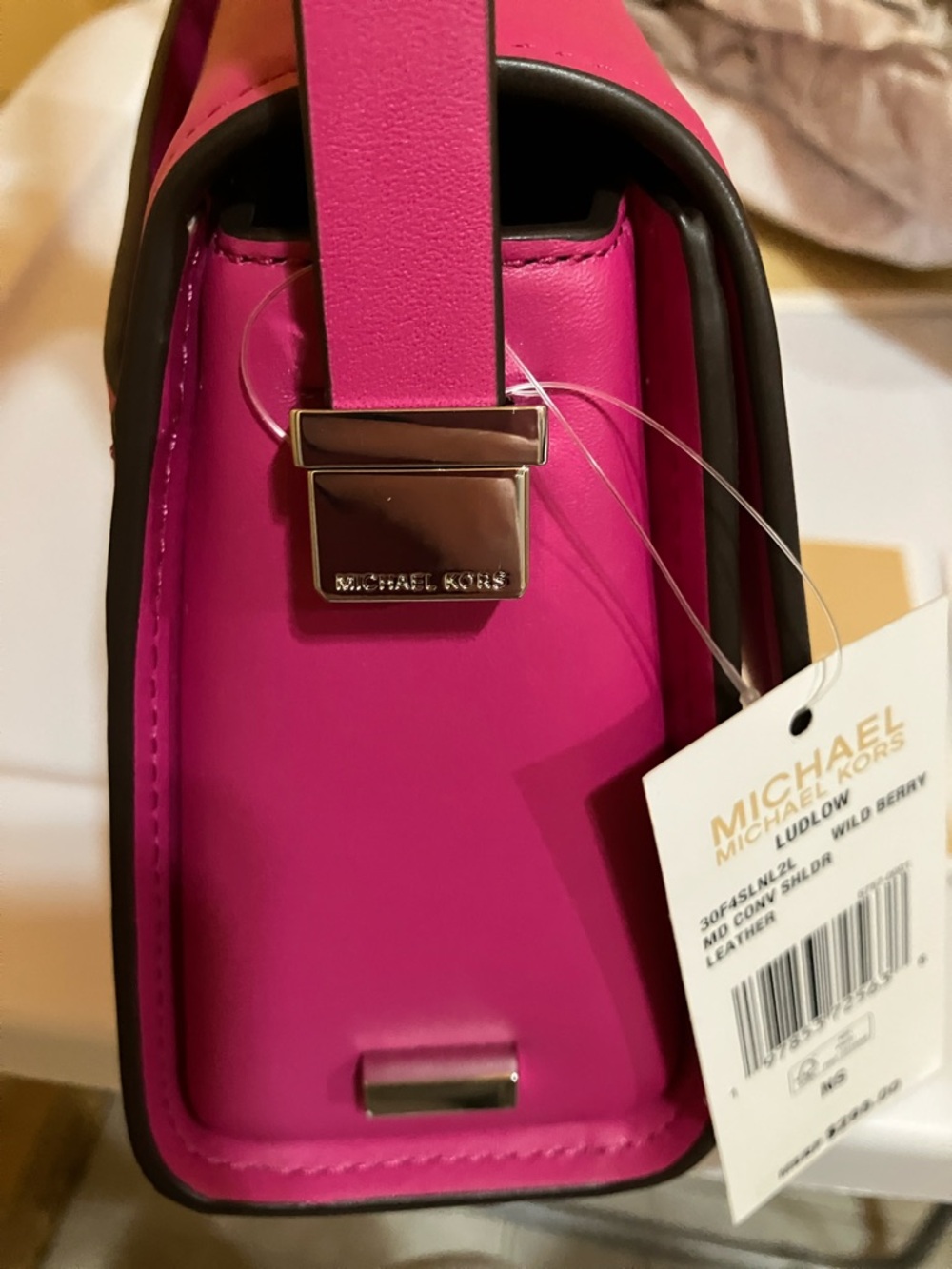 Michael Kors LUDLOW MD Conv Shldr Wild Berry leather bag - Picture 13 of 13